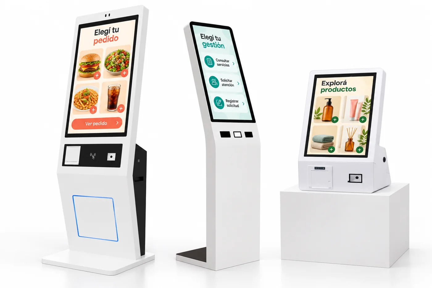 Diferentes diseños de kioscos de autogestión según el tipo de negocio