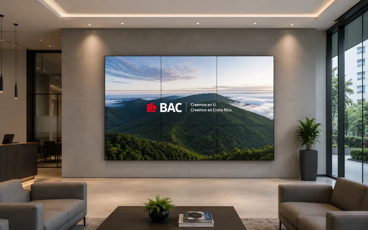 Video wall simétrico en cuadrícula 3x3
